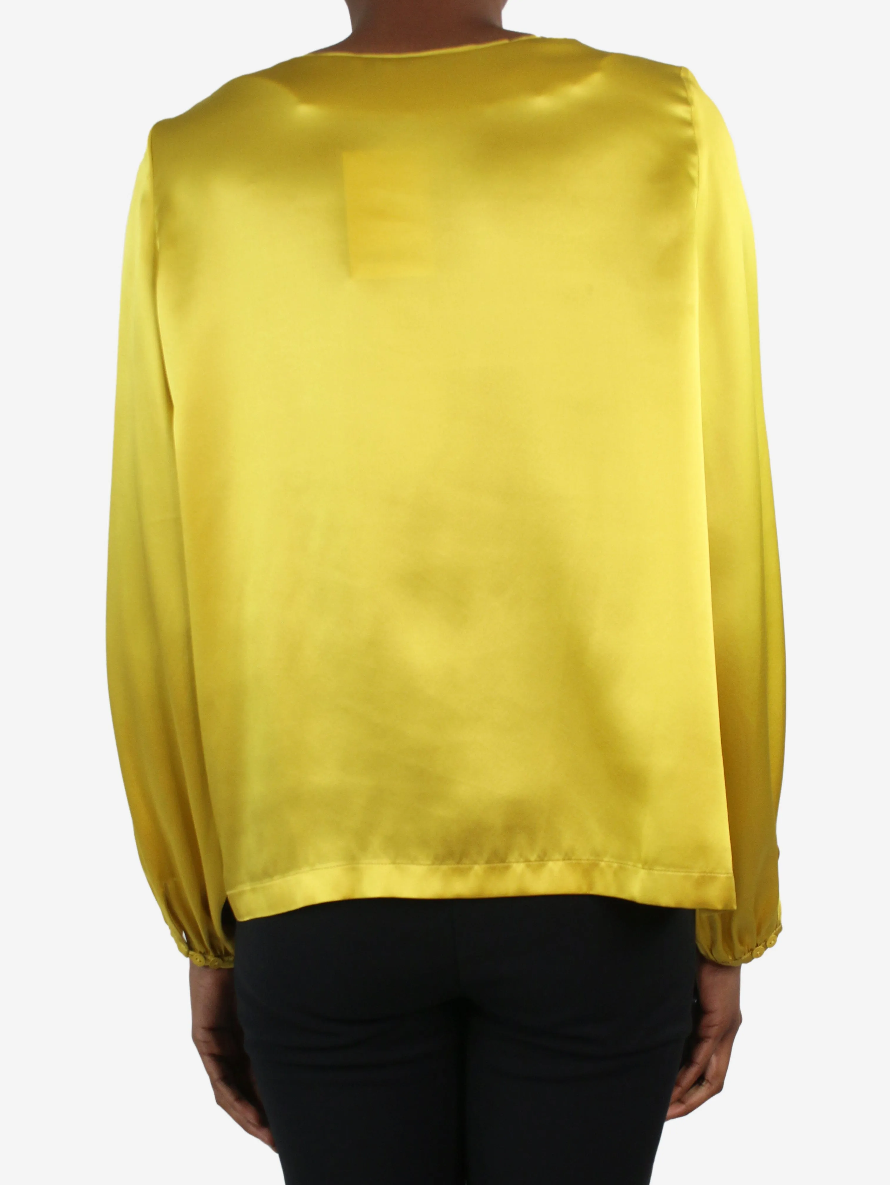 Yellow long-sleeved satin shirt - size FR 34