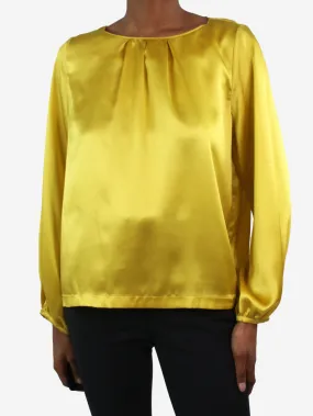 Yellow long-sleeved satin shirt - size FR 34