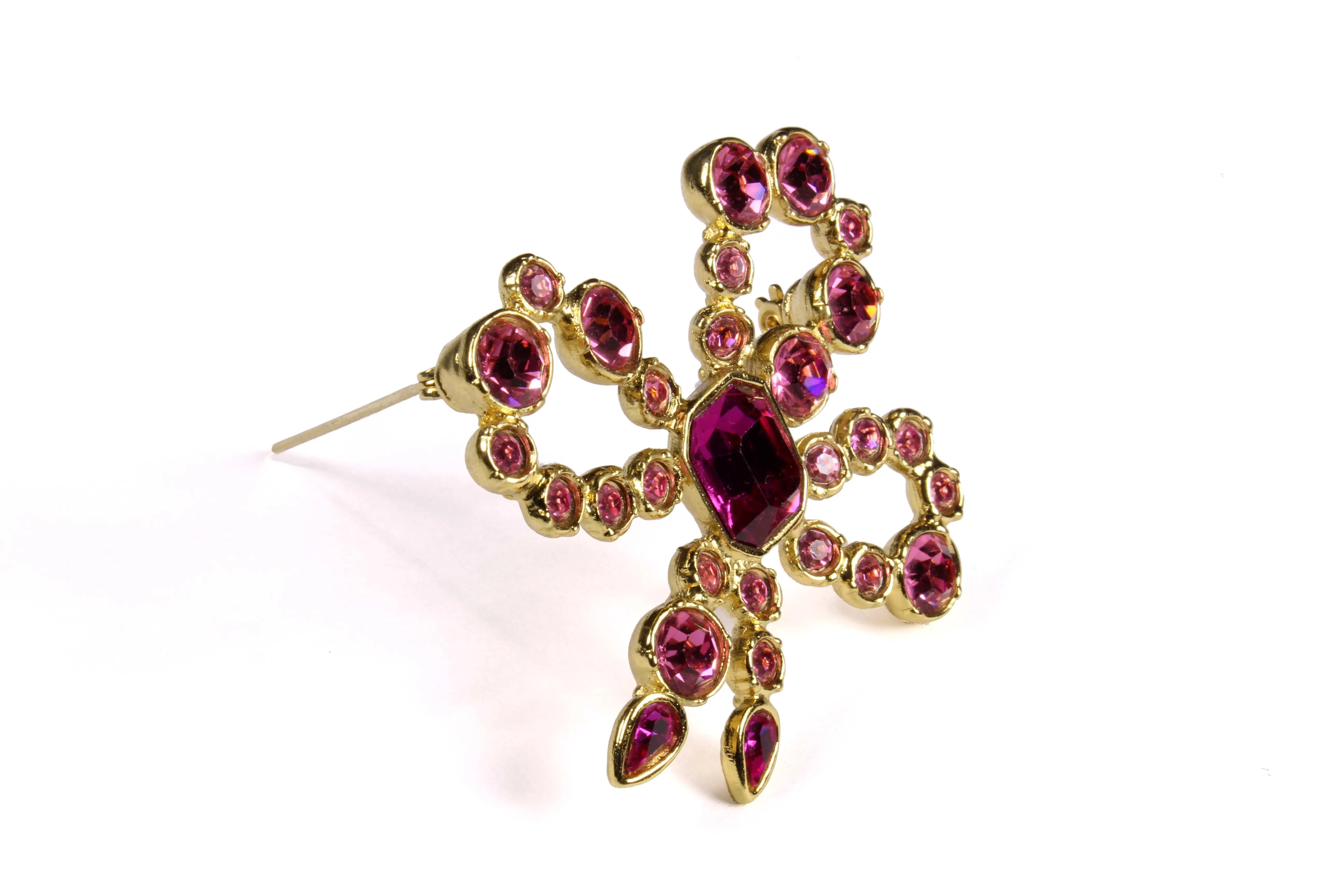 YVES SAINT LAURENT pink bow brooch